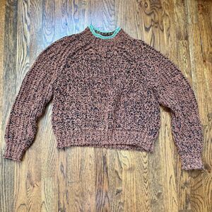 Wilfred Aritzia Brown Textured Knit Sweater Women’s M Long Sleeve Crew